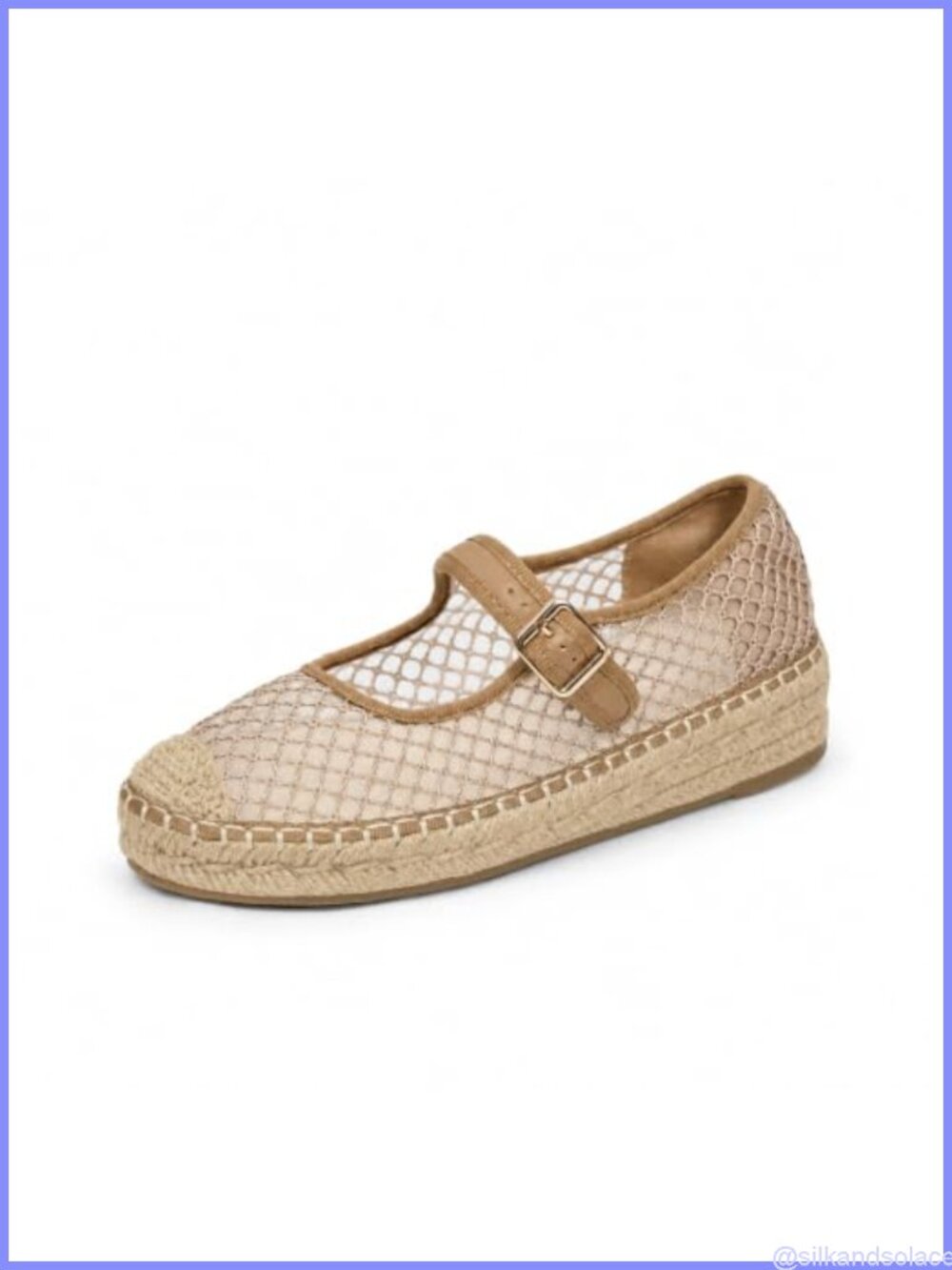 Mary Jane Espadrilles Platform Flats Round Toe Buckle Woven Sole